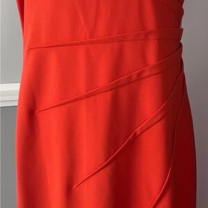 Calvin Klein Red One Shoulder Sheath Dress Cocktail